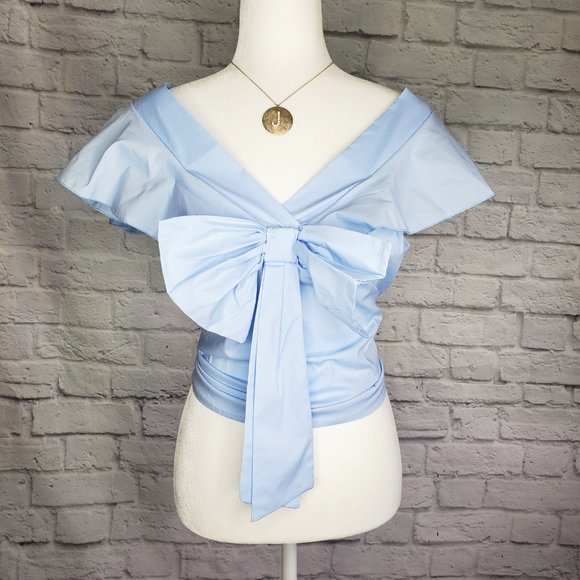Giant Bow | Italian Blouse Light Blue | Small - Picture 8 of 13